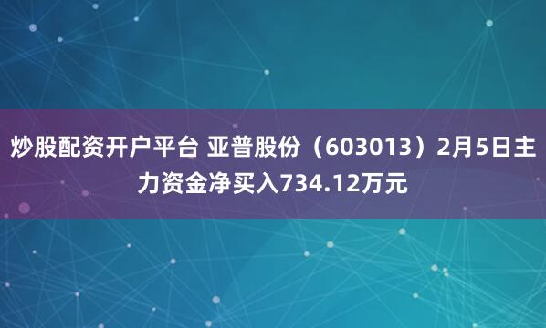 炒股配资开户平台 亚普股份（603013）2月5日主力资金净买入734.12万元